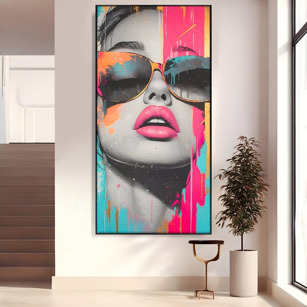 Tablou Canvas Premium, LuxCanva® G1143, Diva Urbana, Pop Art, Street Art, Culori, Ochelari de Soare, Modern, Glam, Club, Distractie, Fashion, Lifestyle, Tinerete, Birou, Living