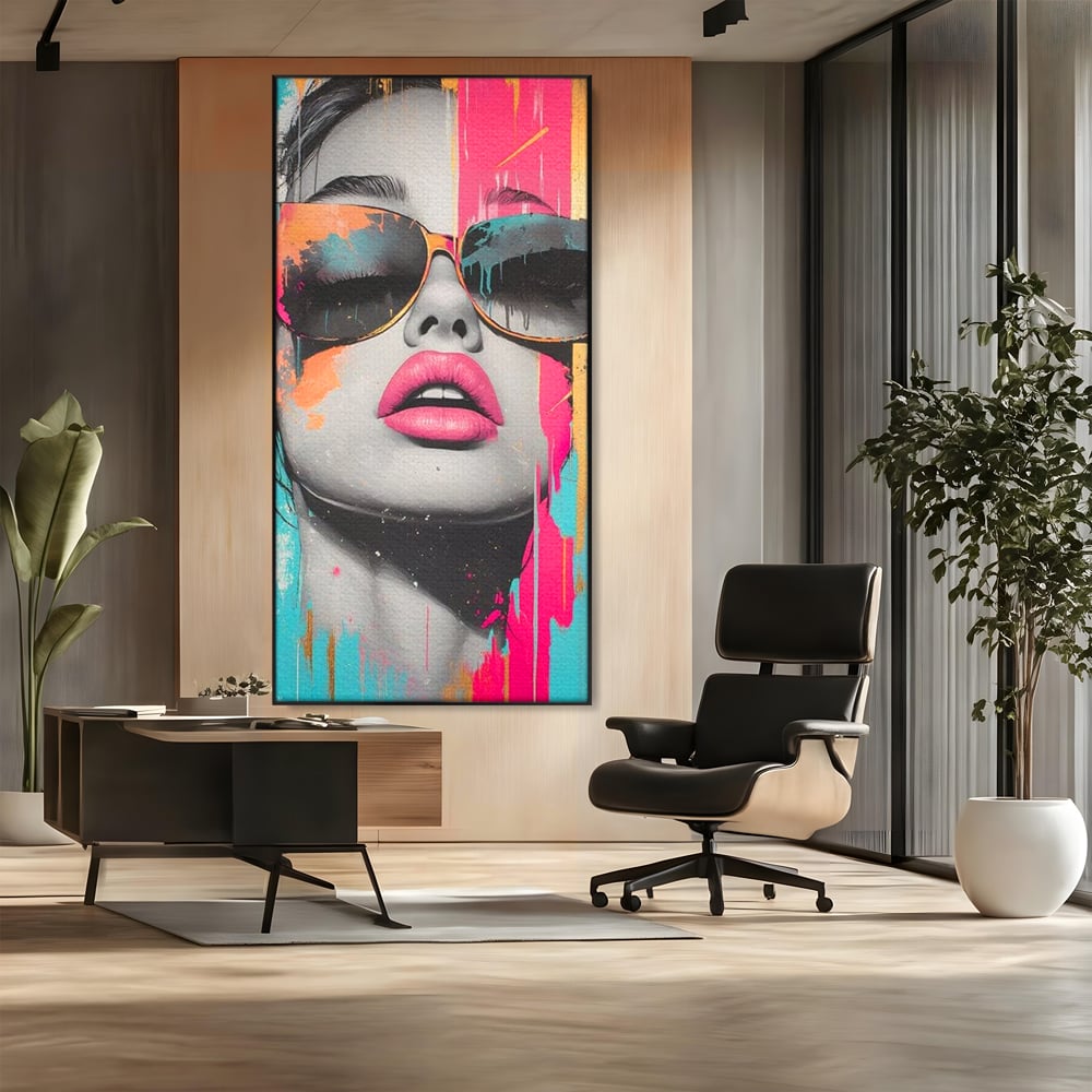 Tablou Canvas Premium, LuxCanva® G1143, Diva Urbana, Pop Art, Street Art, Culori, Ochelari de Soare, Modern, Glam, Club, Distractie, Fashion, Lifestyle, Tinerete, Birou, Living