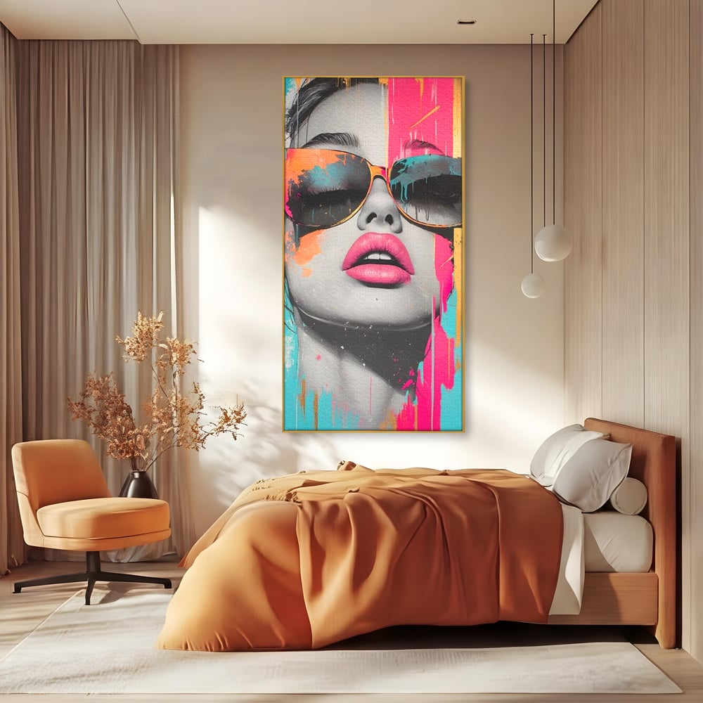 Tablou Canvas Premium, LuxCanva® G1143, Diva Urbana, Pop Art, Street Art, Culori, Ochelari de Soare, Modern, Glam, Club, Distractie, Fashion, Lifestyle, Tinerete, Birou, Living