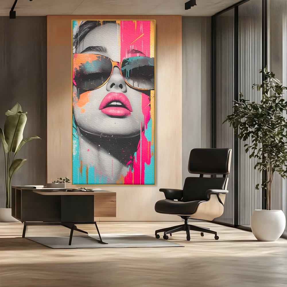 Tablou Canvas Premium, LuxCanva® G1143, Diva Urbana, Pop Art, Street Art, Culori, Ochelari de Soare, Modern, Glam, Club, Distractie, Fashion, Lifestyle, Tinerete, Birou, Living