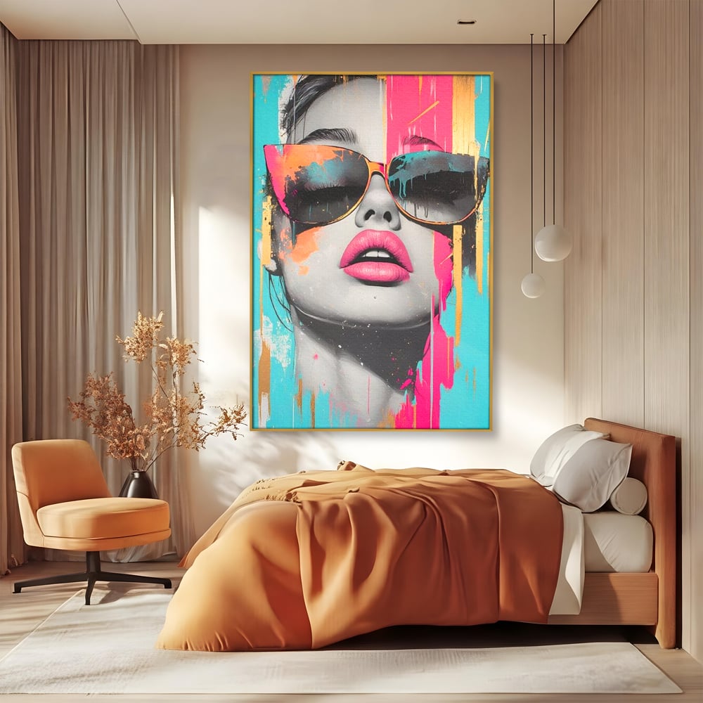 Tablou Canvas Premium, LuxCanva® G1143, Diva Urbana, Pop Art, Street Art, Culori, Ochelari de Soare, Modern, Glam, Club, Distractie, Fashion, Lifestyle, Tinerete, Birou, Living
