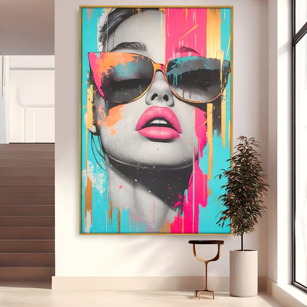 Tablou Canvas Premium, LuxCanva® G1143, Diva Urbana, Pop Art, Street Art, Culori, Ochelari de Soare, Modern, Glam, Club, Distractie, Fashion, Lifestyle, Tinerete, Birou, Living