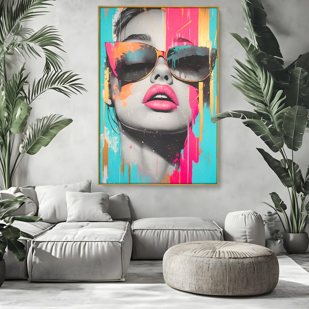 Tablou Canvas Premium, LuxCanva® G1143, Diva Urbana, Pop Art, Street Art, Culori, Ochelari de Soare, Modern, Glam, Club, Distractie, Fashion, Lifestyle, Tinerete, Birou, Living