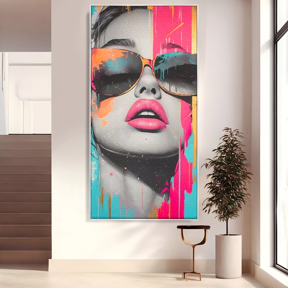 Tablou Canvas Premium, LuxCanva® G1143, Diva Urbana, Pop Art, Street Art, Culori, Ochelari de Soare, Modern, Glam, Club, Distractie, Fashion, Lifestyle, Tinerete, Birou, Living