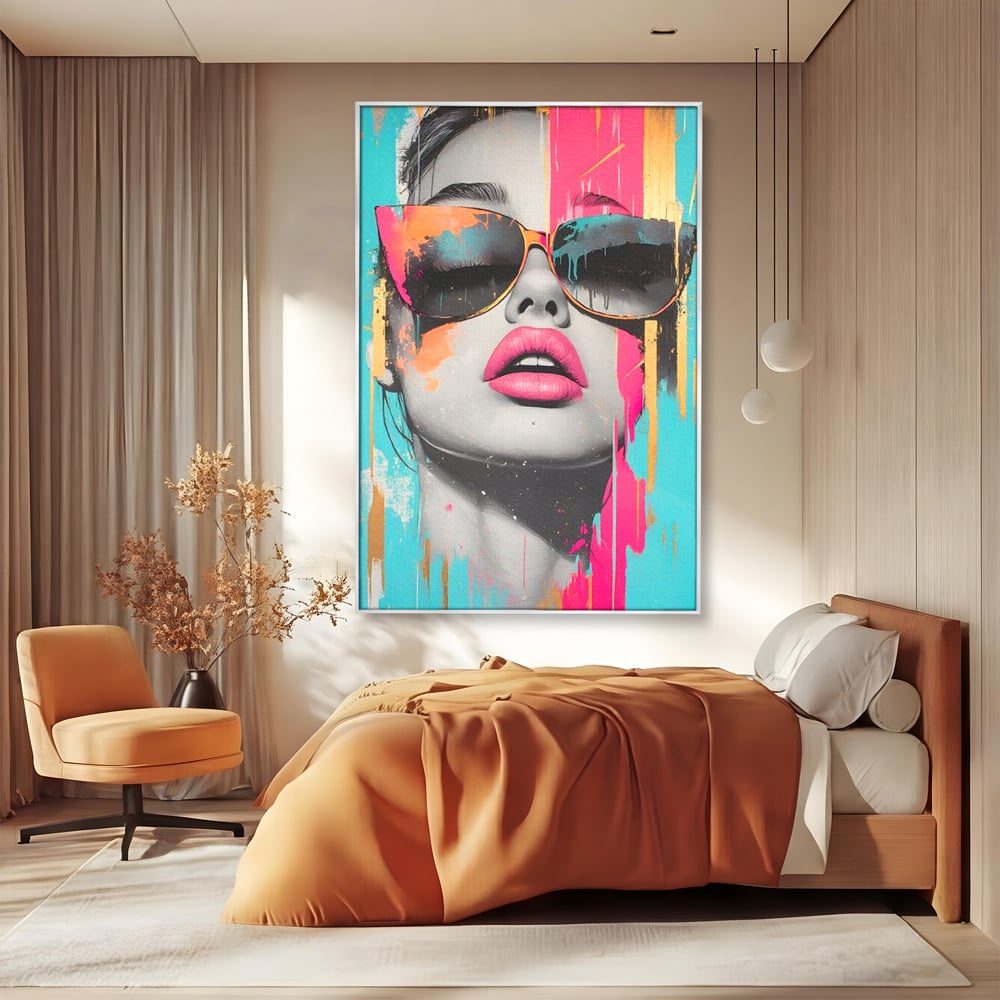 Tablou Canvas Premium, LuxCanva® G1143, Diva Urbana, Pop Art, Street Art, Culori, Ochelari de Soare, Modern, Glam, Club, Distractie, Fashion, Lifestyle, Tinerete, Birou, Living