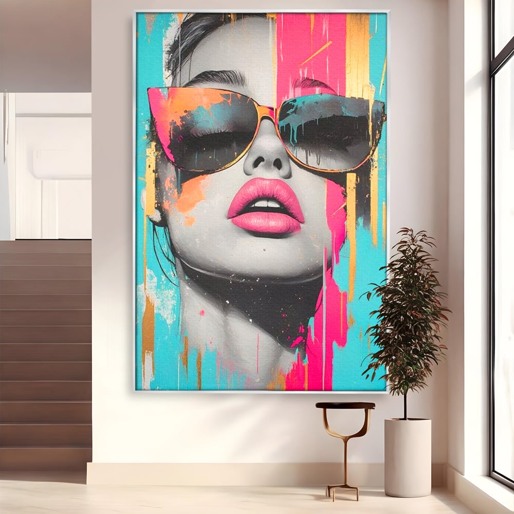 Tablou Canvas Premium, LuxCanva® G1143, Diva Urbana, Pop Art, Street Art, Culori, Ochelari de Soare, Modern, Glam, Club, Distractie, Fashion, Lifestyle, Tinerete, Birou, Living