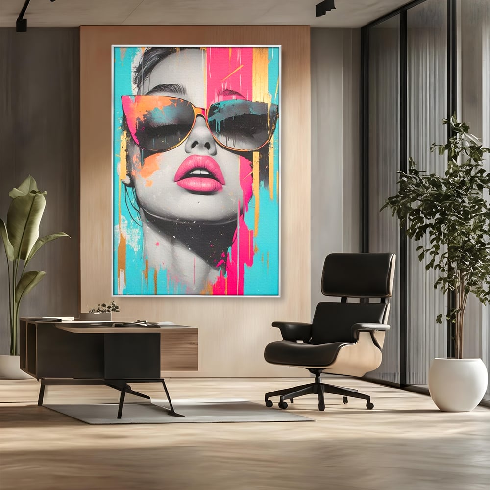 Tablou Canvas Premium, LuxCanva® G1143, Diva Urbana, Pop Art, Street Art, Culori, Ochelari de Soare, Modern, Glam, Club, Distractie, Fashion, Lifestyle, Tinerete, Birou, Living