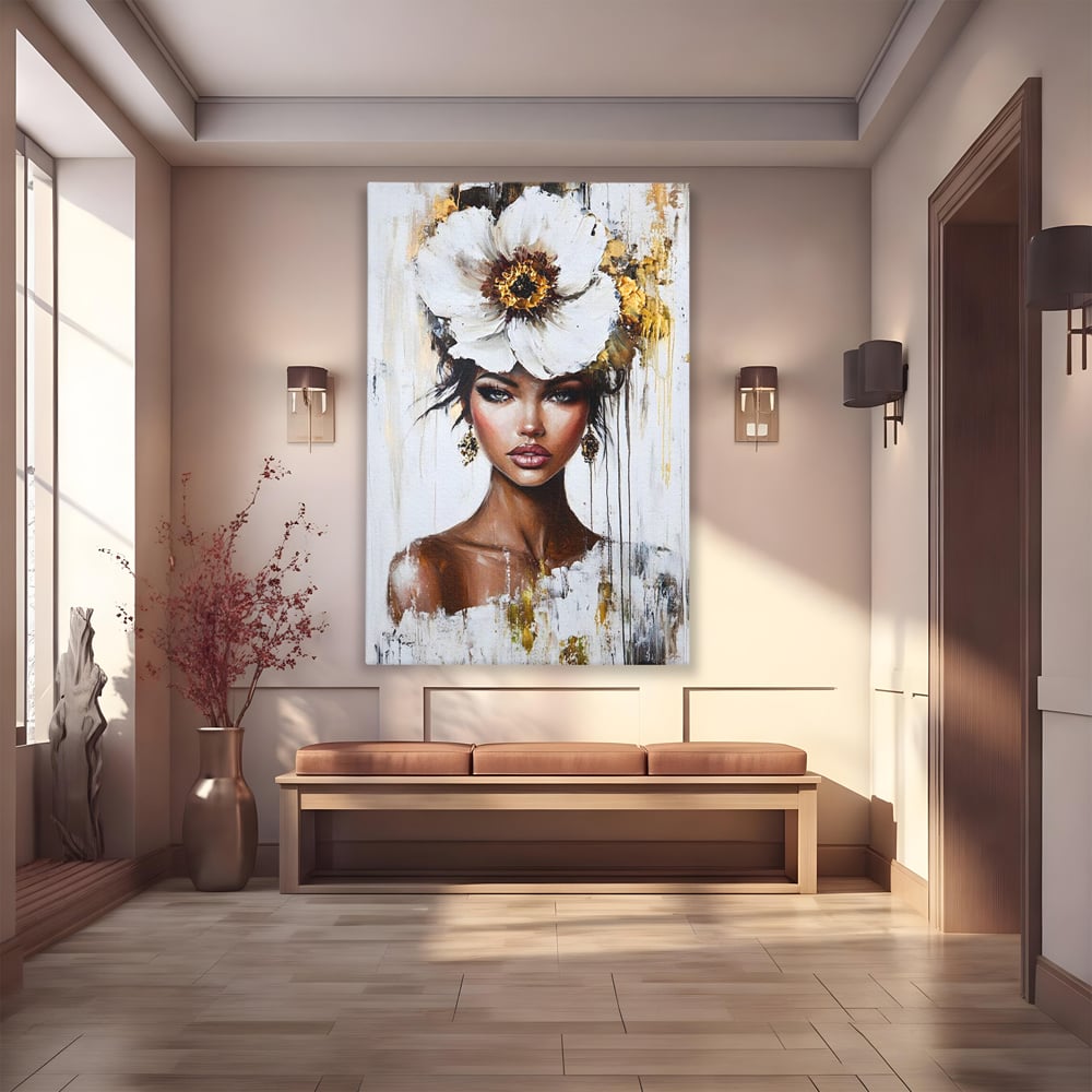 Tablou Canvas Premium, LuxCanva® G1144, Frumusetea Magnoliei, Queen, Regalitate, Puritate, Gratie, Feminitate, Arta, Portret, Lux, Fashion, Creatie, Frumusete, Birou, Living
