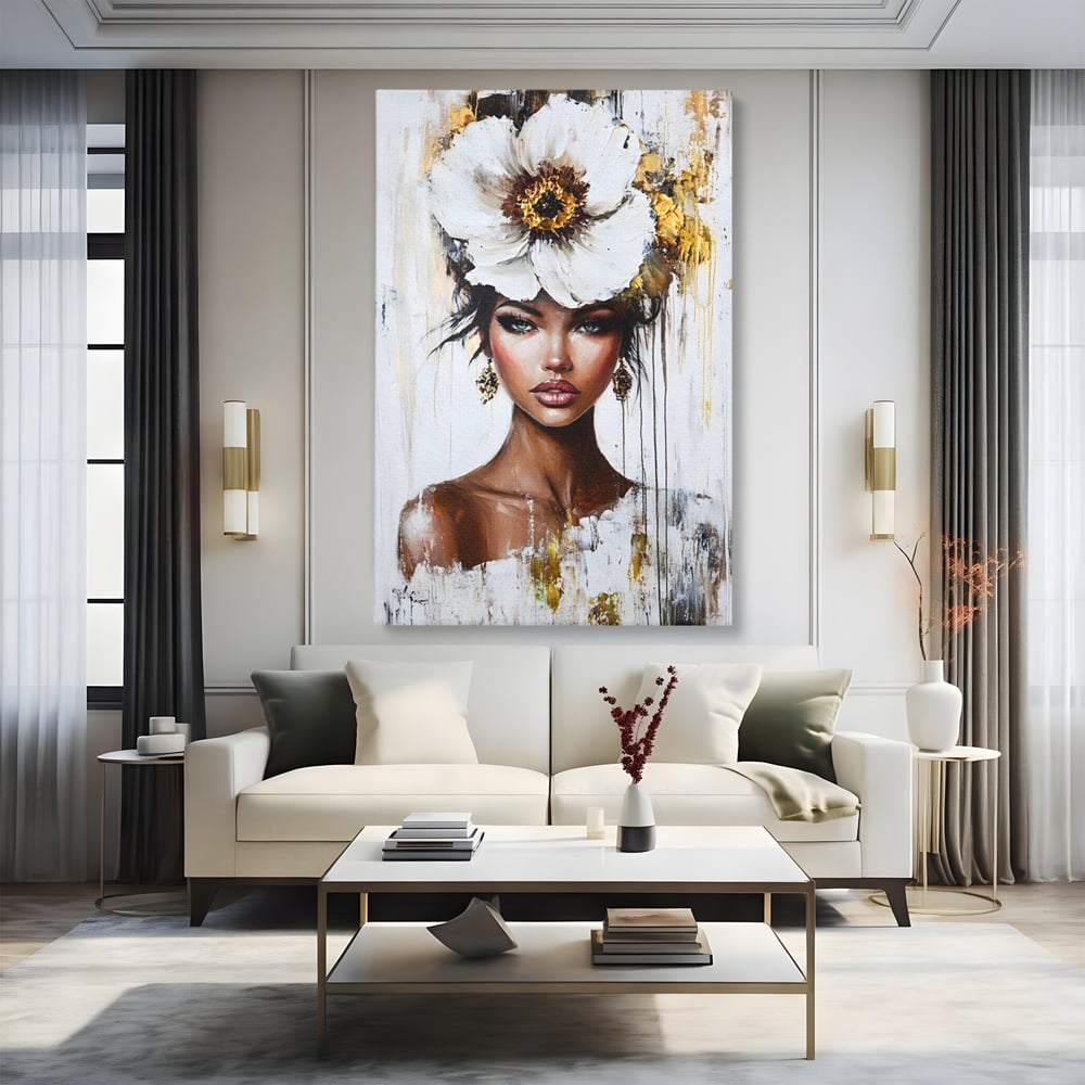 Tablou Canvas Premium, LuxCanva® G1144, Frumusetea Magnoliei, Queen, Regalitate, Puritate, Gratie, Feminitate, Arta, Portret, Lux, Fashion, Creatie, Frumusete, Birou, Living