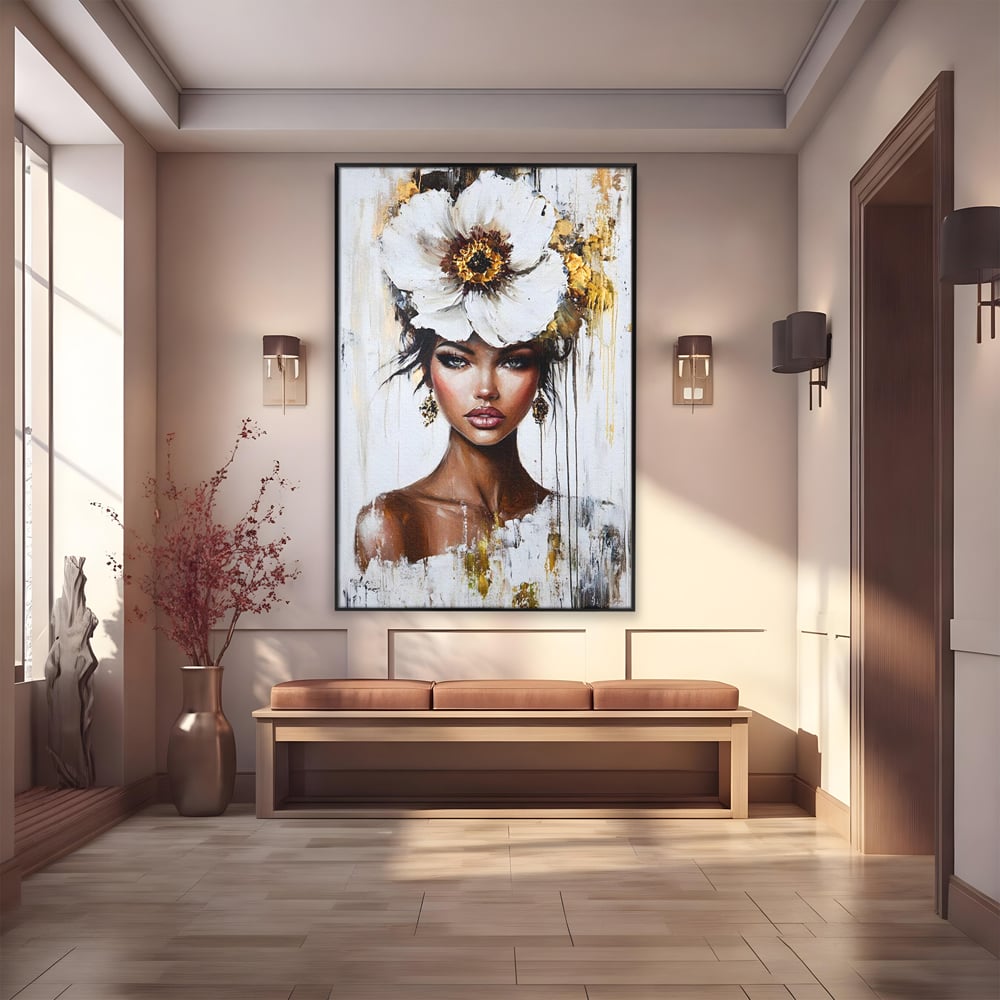 Tablou Canvas Premium, LuxCanva® G1144, Frumusetea Magnoliei, Queen, Regalitate, Puritate, Gratie, Feminitate, Arta, Portret, Lux, Fashion, Creatie, Frumusete, Birou, Living