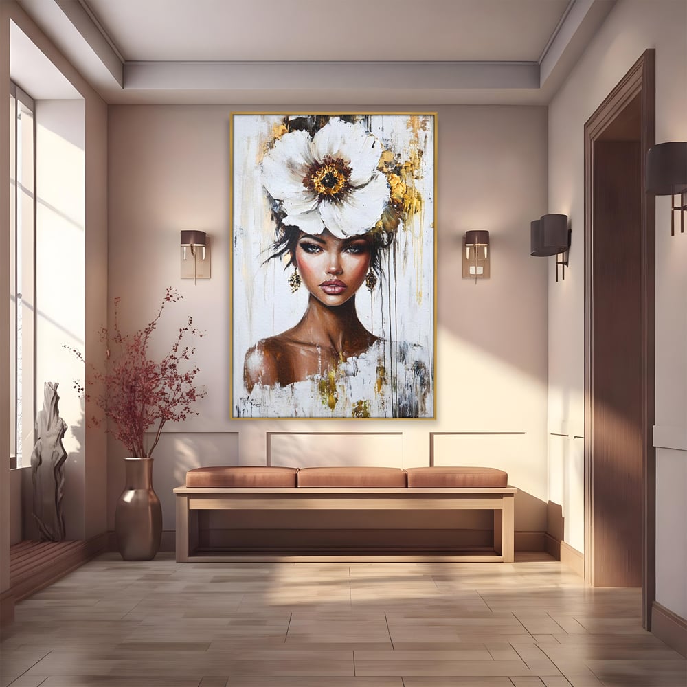 Tablou Canvas Premium, LuxCanva® G1144, Frumusetea Magnoliei, Queen, Regalitate, Puritate, Gratie, Feminitate, Arta, Portret, Lux, Fashion, Creatie, Frumusete, Birou, Living