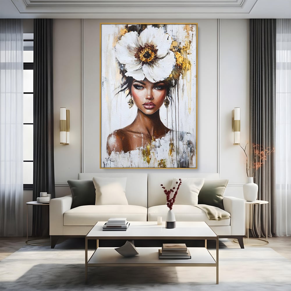Tablou Canvas Premium, LuxCanva® G1144, Frumusetea Magnoliei, Queen, Regalitate, Puritate, Gratie, Feminitate, Arta, Portret, Lux, Fashion, Creatie, Frumusete, Birou, Living