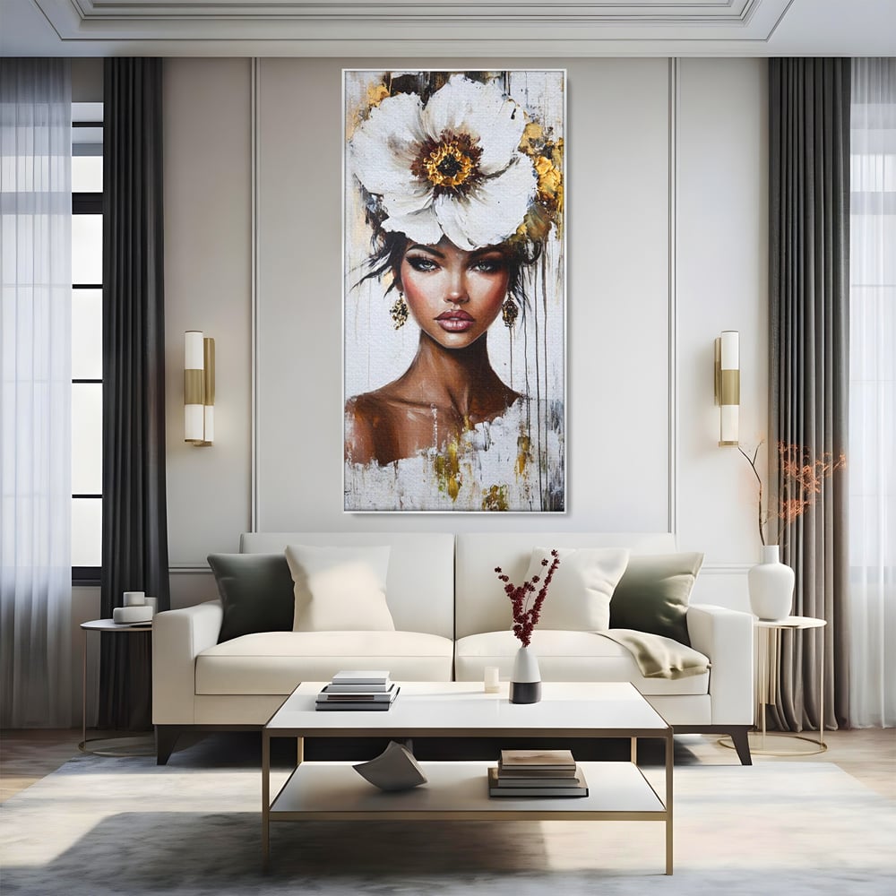 Tablou Canvas Premium, LuxCanva® G1144, Frumusetea Magnoliei, Queen, Regalitate, Puritate, Gratie, Feminitate, Arta, Portret, Lux, Fashion, Creatie, Frumusete, Birou, Living