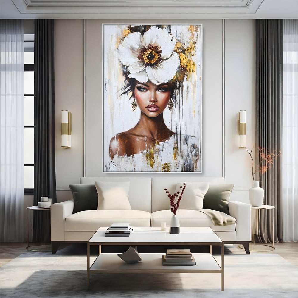 Tablou Canvas Premium, LuxCanva® G1144, Frumusetea Magnoliei, Queen, Regalitate, Puritate, Gratie, Feminitate, Arta, Portret, Lux, Fashion, Creatie, Frumusete, Birou, Living