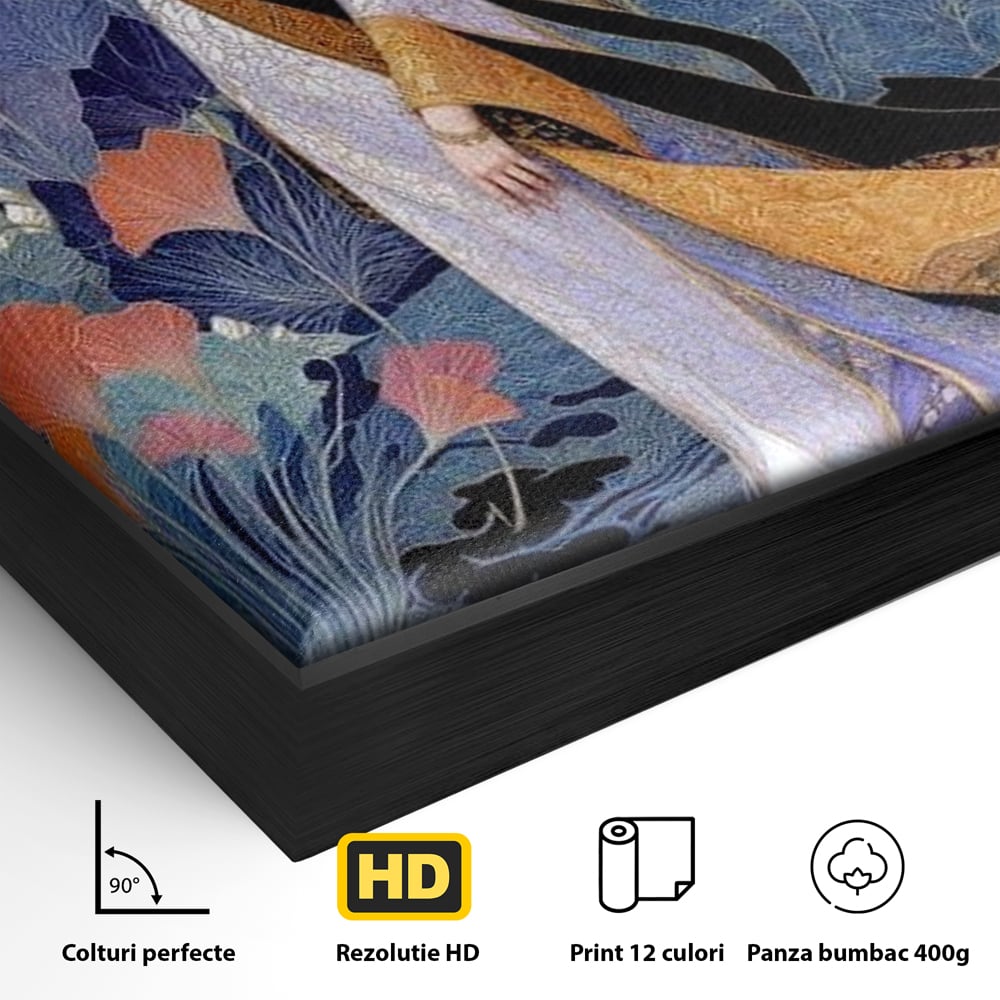 Tablou Canvas Premium, LuxCanva® G1145, Regina Gradinii Lunare, Lady, Luna, Flori, Eleganta, Oriental, Lotus, Rafinat, Art Nouveau, Mistic, Visare, Plimbare, Birou, Living