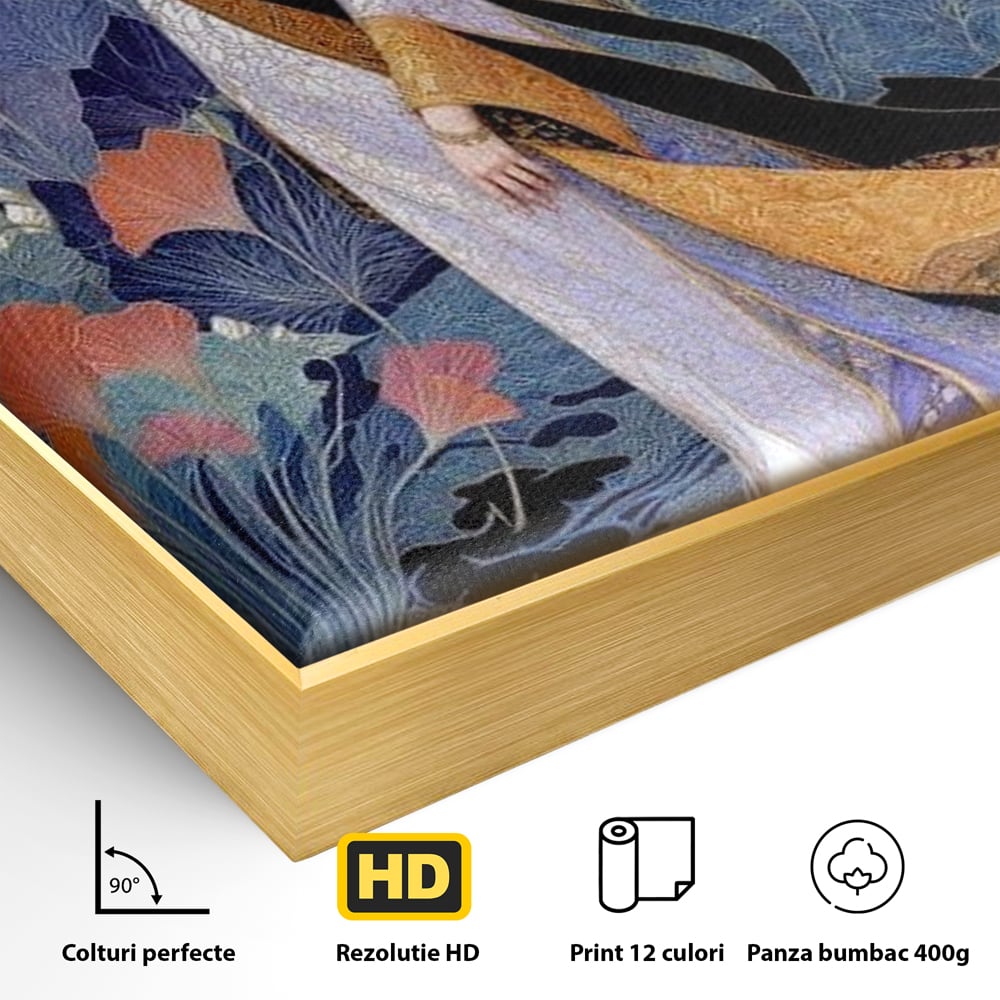 Tablou Canvas Premium, LuxCanva® G1145, Regina Gradinii Lunare, Lady, Luna, Flori, Eleganta, Oriental, Lotus, Rafinat, Art Nouveau, Mistic, Visare, Plimbare, Birou, Living