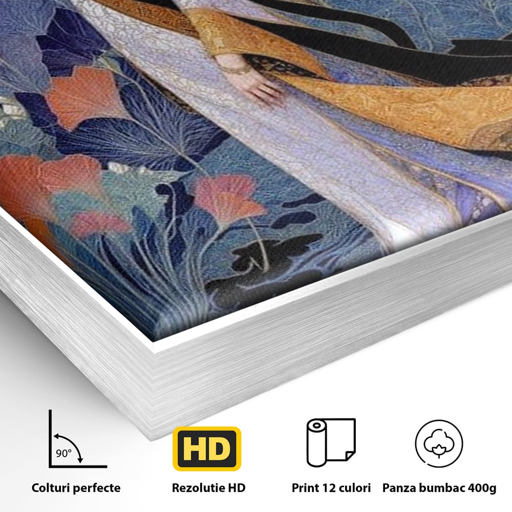 Tablou Canvas Premium, LuxCanva® G1145, Regina Gradinii Lunare, Lady, Luna, Flori, Eleganta, Oriental, Lotus, Rafinat, Art Nouveau, Mistic, Visare, Plimbare, Birou, Living