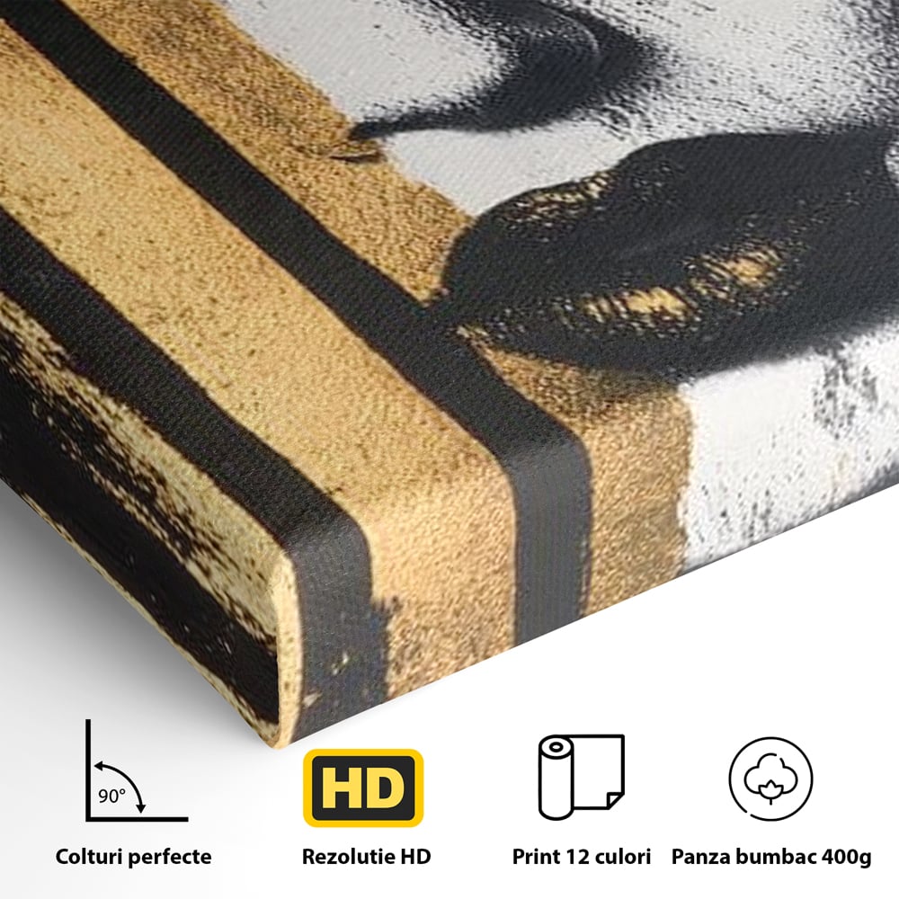 Tablou Canvas Premium, LuxCanva® G1147, Forta Unei Priviri, Privire, Intensa, Texturat, Arta, Mister, Fashion, Lux, Dramatism, Frumusete, Glamour, Metalic, Birou, Living