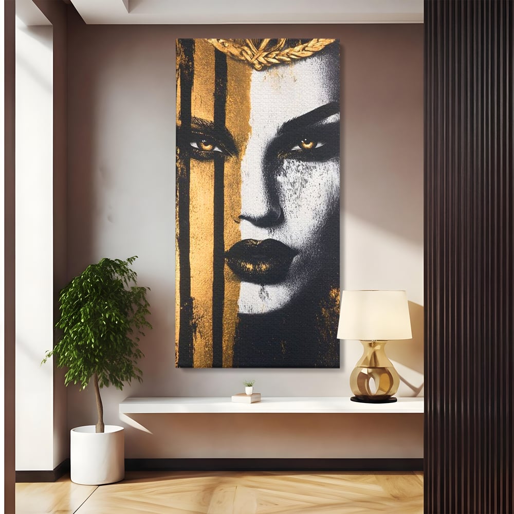 Tablou Canvas Premium, LuxCanva® G1147, Forta Unei Priviri, Privire, Intensa, Texturat, Arta, Mister, Fashion, Lux, Dramatism, Frumusete, Glamour, Metalic, Birou, Living
