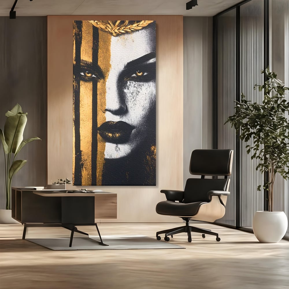Tablou Canvas Premium, LuxCanva® G1147, Forta Unei Priviri, Privire, Intensa, Texturat, Arta, Mister, Fashion, Lux, Dramatism, Frumusete, Glamour, Metalic, Birou, Living