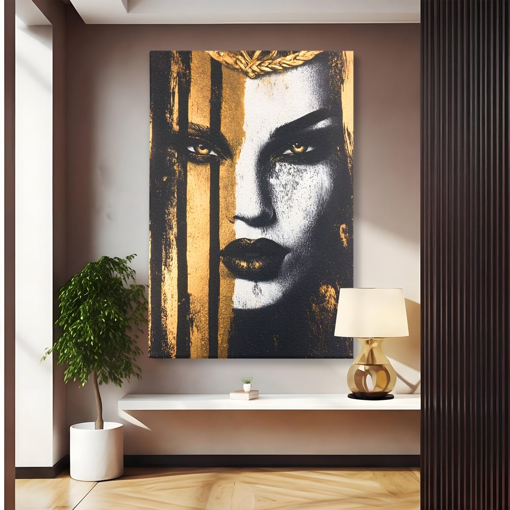Tablou Canvas Premium, LuxCanva® G1147, Forta Unei Priviri, Privire, Intensa, Texturat, Arta, Mister, Fashion, Lux, Dramatism, Frumusete, Glamour, Metalic, Birou, Living
