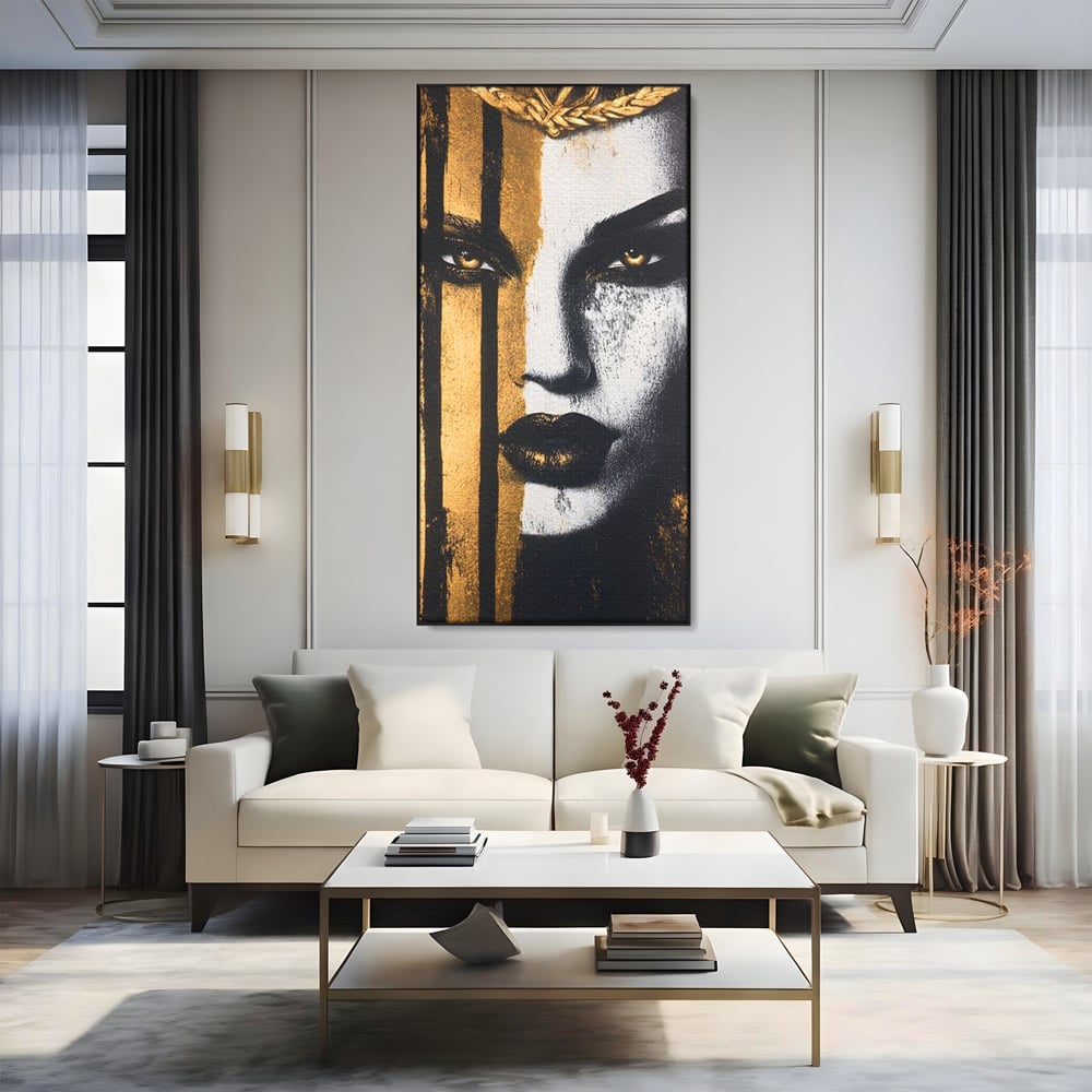 Tablou Canvas Premium, LuxCanva® G1147, Forta Unei Priviri, Privire, Intensa, Texturat, Arta, Mister, Fashion, Lux, Dramatism, Frumusete, Glamour, Metalic, Birou, Living