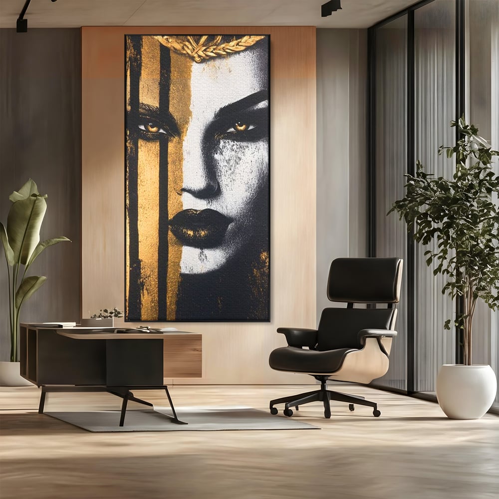 Tablou Canvas Premium, LuxCanva® G1147, Forta Unei Priviri, Privire, Intensa, Texturat, Arta, Mister, Fashion, Lux, Dramatism, Frumusete, Glamour, Metalic, Birou, Living