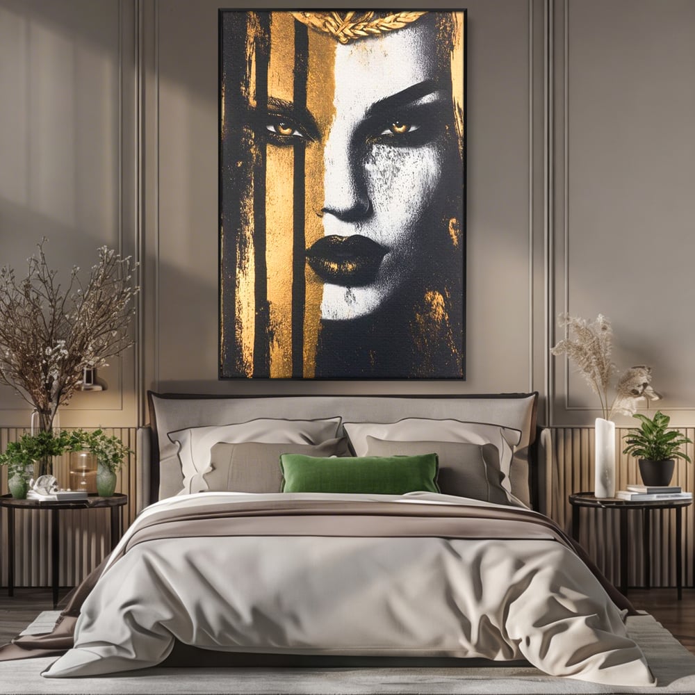Tablou Canvas Premium, LuxCanva® G1147, Forta Unei Priviri, Privire, Intensa, Texturat, Arta, Mister, Fashion, Lux, Dramatism, Frumusete, Glamour, Metalic, Birou, Living