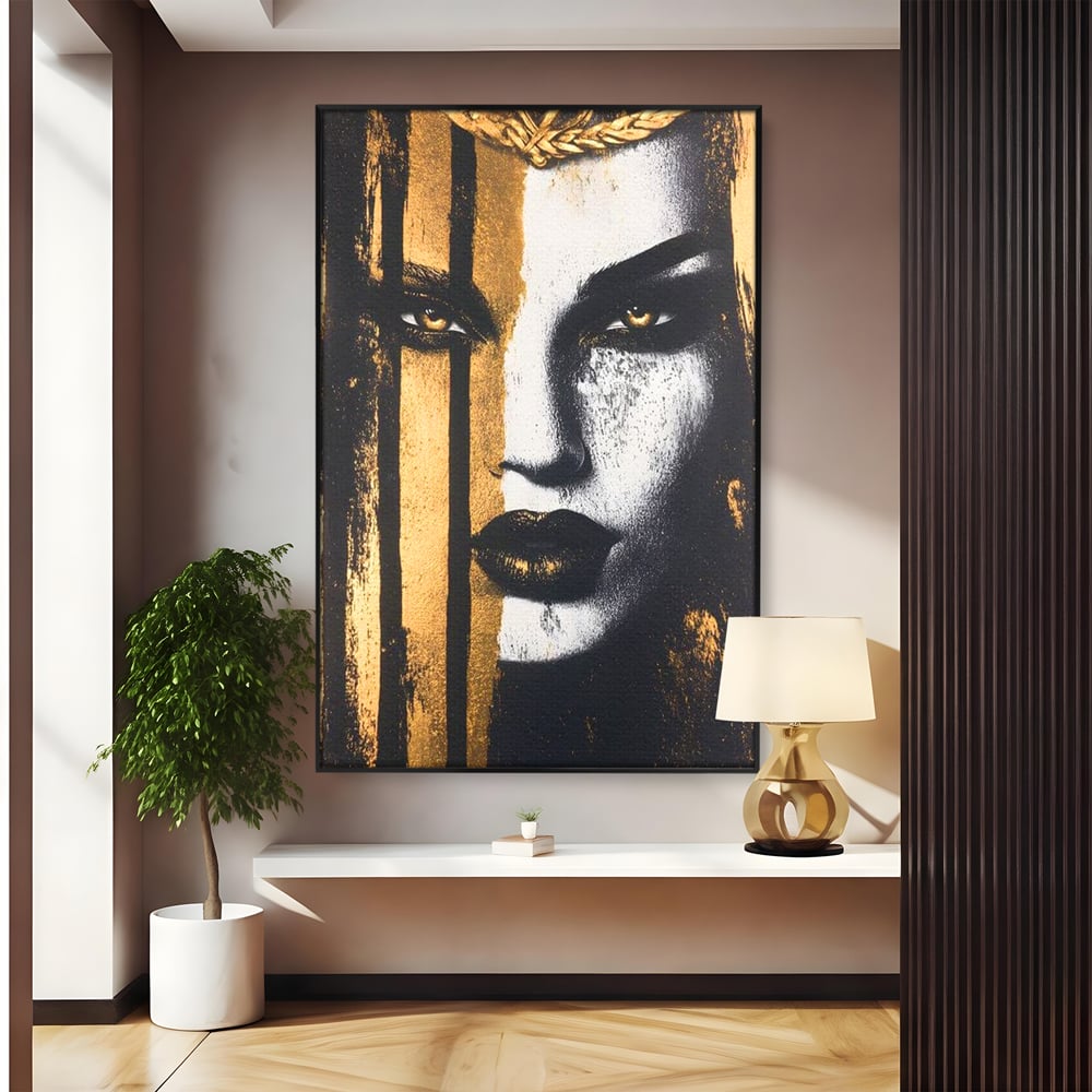 Tablou Canvas Premium, LuxCanva® G1147, Forta Unei Priviri, Privire, Intensa, Texturat, Arta, Mister, Fashion, Lux, Dramatism, Frumusete, Glamour, Metalic, Birou, Living