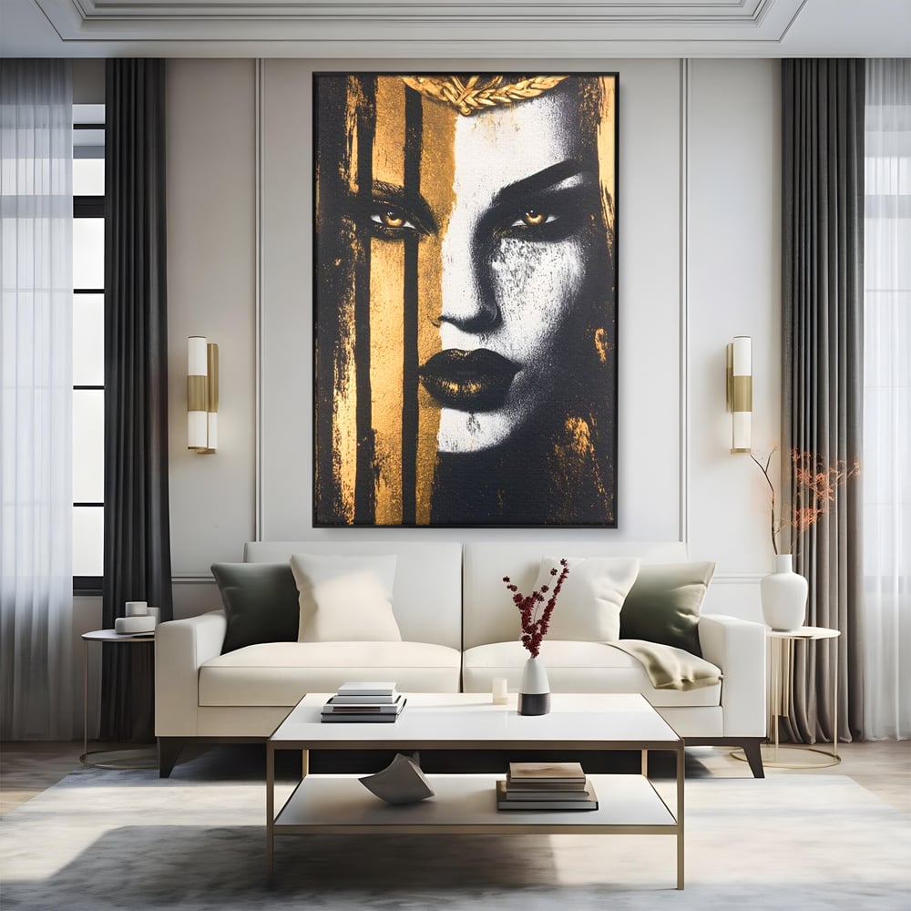 Tablou Canvas Premium, LuxCanva® G1147, Forta Unei Priviri, Privire, Intensa, Texturat, Arta, Mister, Fashion, Lux, Dramatism, Frumusete, Glamour, Metalic, Birou, Living