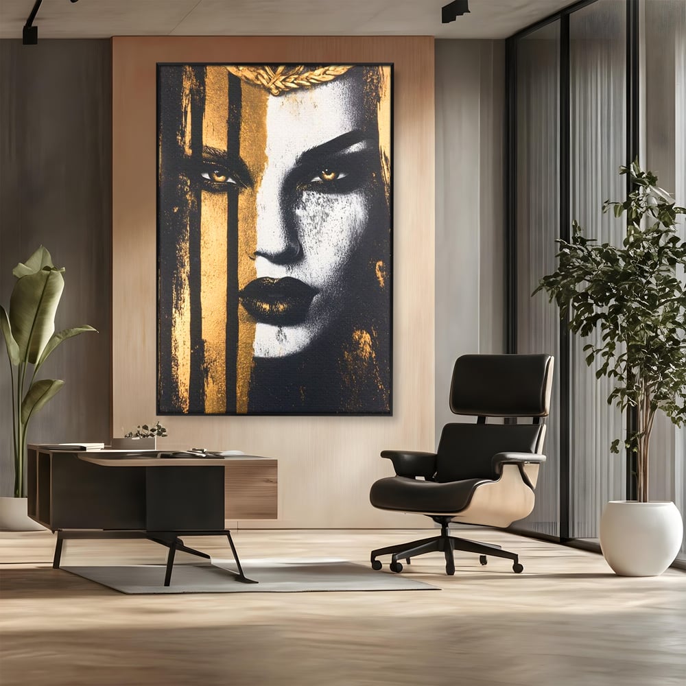 Tablou Canvas Premium, LuxCanva® G1147, Forta Unei Priviri, Privire, Intensa, Texturat, Arta, Mister, Fashion, Lux, Dramatism, Frumusete, Glamour, Metalic, Birou, Living