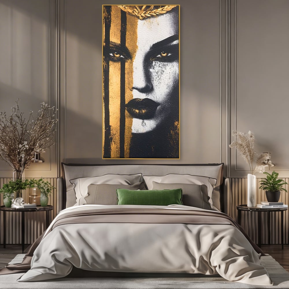Tablou Canvas Premium, LuxCanva® G1147, Forta Unei Priviri, Privire, Intensa, Texturat, Arta, Mister, Fashion, Lux, Dramatism, Frumusete, Glamour, Metalic, Birou, Living