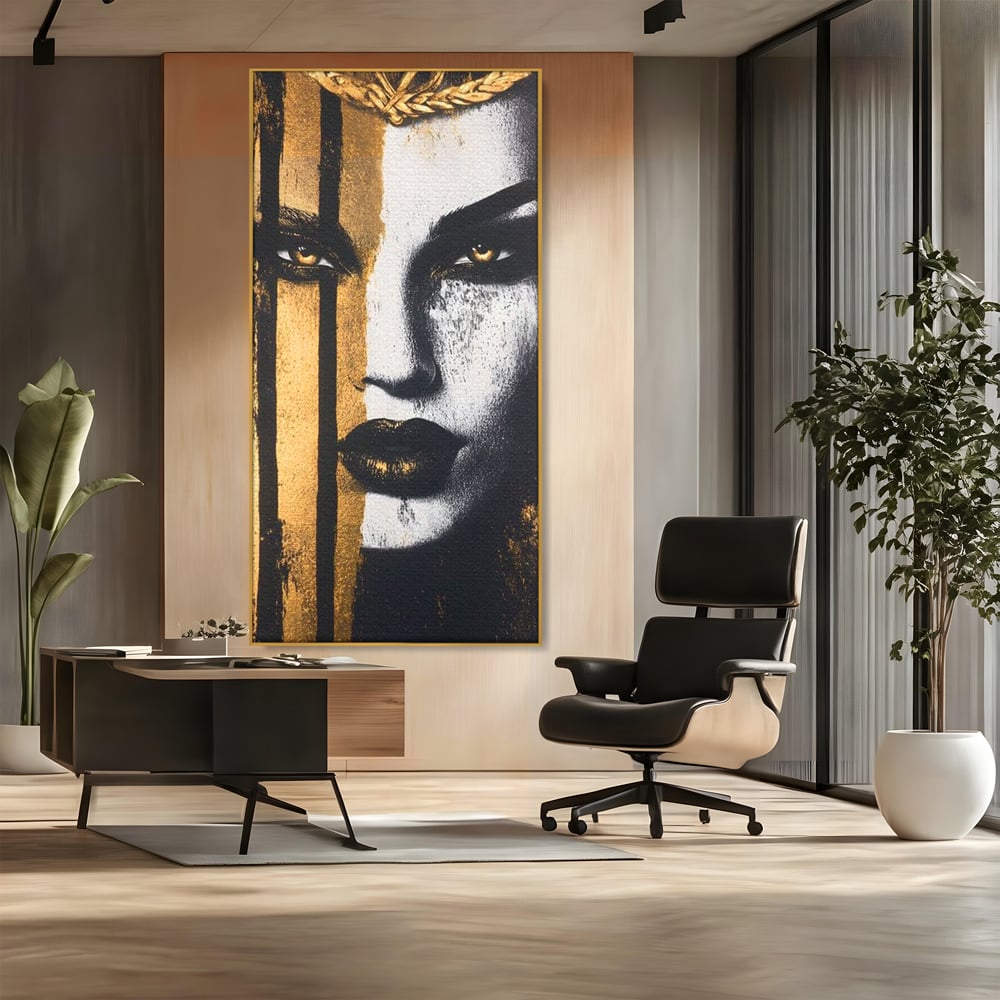 Tablou Canvas Premium, LuxCanva® G1147, Forta Unei Priviri, Privire, Intensa, Texturat, Arta, Mister, Fashion, Lux, Dramatism, Frumusete, Glamour, Metalic, Birou, Living
