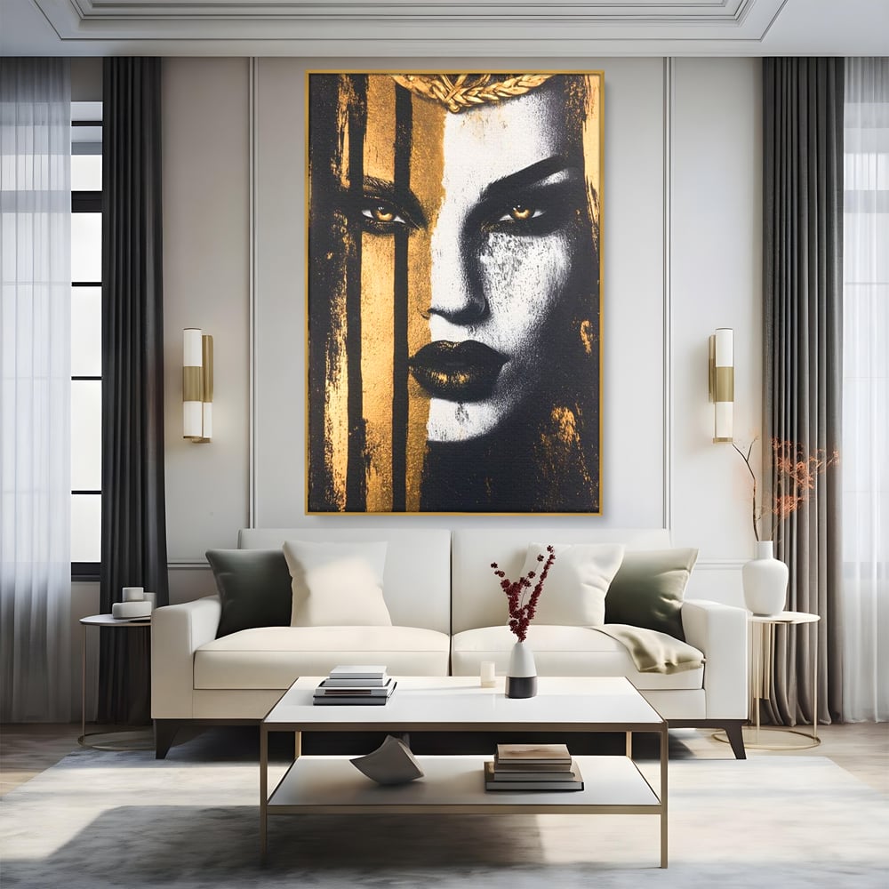 Tablou Canvas Premium, LuxCanva® G1147, Forta Unei Priviri, Privire, Intensa, Texturat, Arta, Mister, Fashion, Lux, Dramatism, Frumusete, Glamour, Metalic, Birou, Living