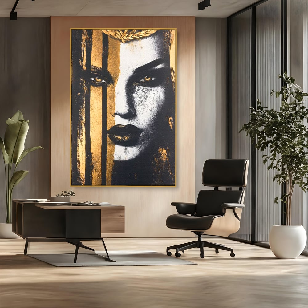 Tablou Canvas Premium, LuxCanva® G1147, Forta Unei Priviri, Privire, Intensa, Texturat, Arta, Mister, Fashion, Lux, Dramatism, Frumusete, Glamour, Metalic, Birou, Living