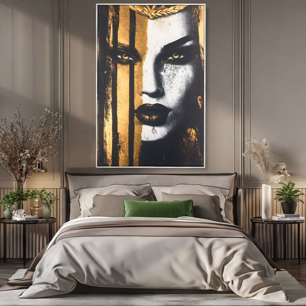 Tablou Canvas Premium, LuxCanva® G1147, Forta Unei Priviri, Privire, Intensa, Texturat, Arta, Mister, Fashion, Lux, Dramatism, Frumusete, Glamour, Metalic, Birou, Living