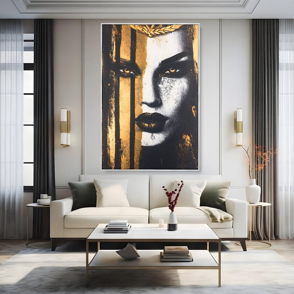 Tablou Canvas Premium, LuxCanva® G1147, Forta Unei Priviri, Privire, Intensa, Texturat, Arta, Mister, Fashion, Lux, Dramatism, Frumusete, Glamour, Metalic, Birou, Living