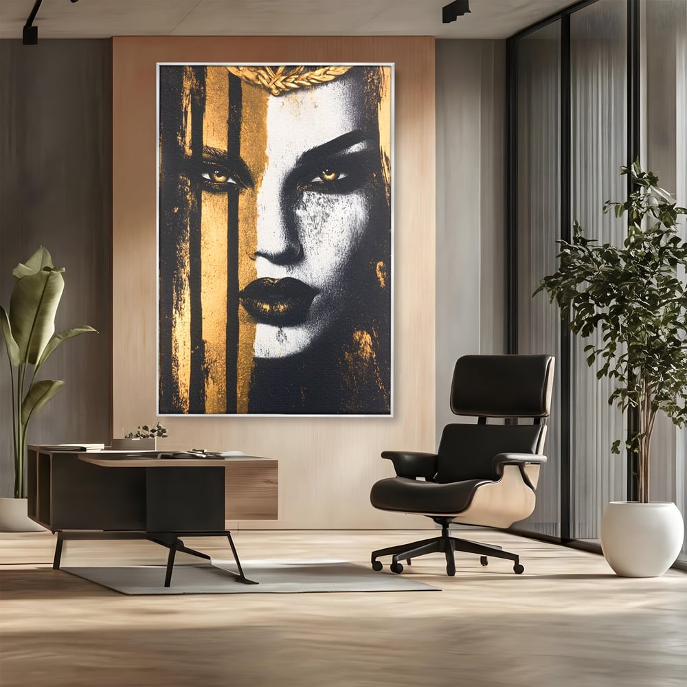 Tablou Canvas Premium, LuxCanva® G1147, Forta Unei Priviri, Privire, Intensa, Texturat, Arta, Mister, Fashion, Lux, Dramatism, Frumusete, Glamour, Metalic, Birou, Living