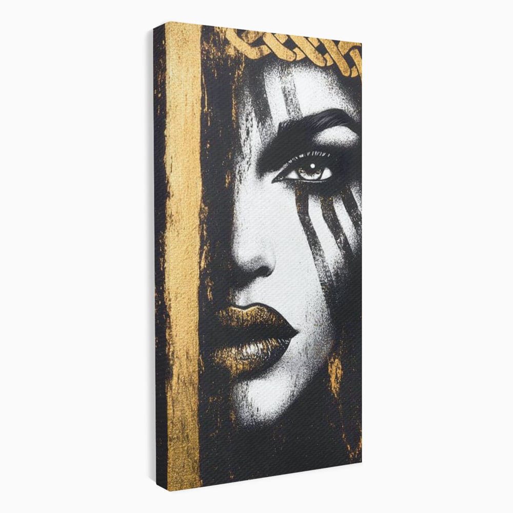 Tablou Canvas Premium, LuxCanva® G1148, Femeia din Umbre, Mister, Regina, Imperial, Coroana, Razboinica, Misticism, Expresivitate, Buze, Chip, Putere, Birou, Living, Dormitor