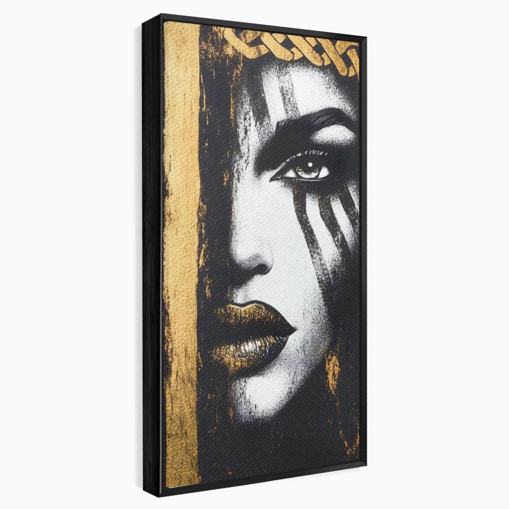 Tablou Canvas Premium, LuxCanva® G1148, Femeia din Umbre, Mister, Regina, Imperial, Coroana, Razboinica, Misticism, Expresivitate, Buze, Chip, Putere, Birou, Living, Dormitor
