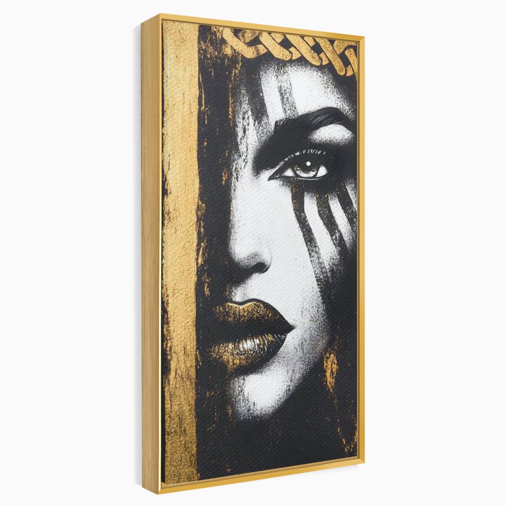 Tablou Canvas Premium, LuxCanva® G1148, Femeia din Umbre, Mister, Regina, Imperial, Coroana, Razboinica, Misticism, Expresivitate, Buze, Chip, Putere, Birou, Living, Dormitor