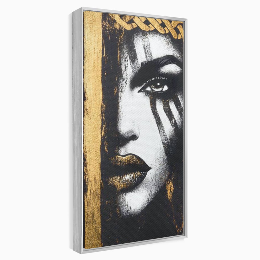 Tablou Canvas Premium, LuxCanva® G1148, Femeia din Umbre, Mister, Regina, Imperial, Coroana, Razboinica, Misticism, Expresivitate, Buze, Chip, Putere, Birou, Living, Dormitor