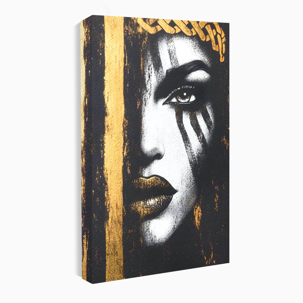 Tablou Canvas Premium, LuxCanva® G1148, Femeia din Umbre, Mister, Regina, Imperial, Coroana, Razboinica, Misticism, Expresivitate, Buze, Chip, Putere, Birou, Living, Dormitor