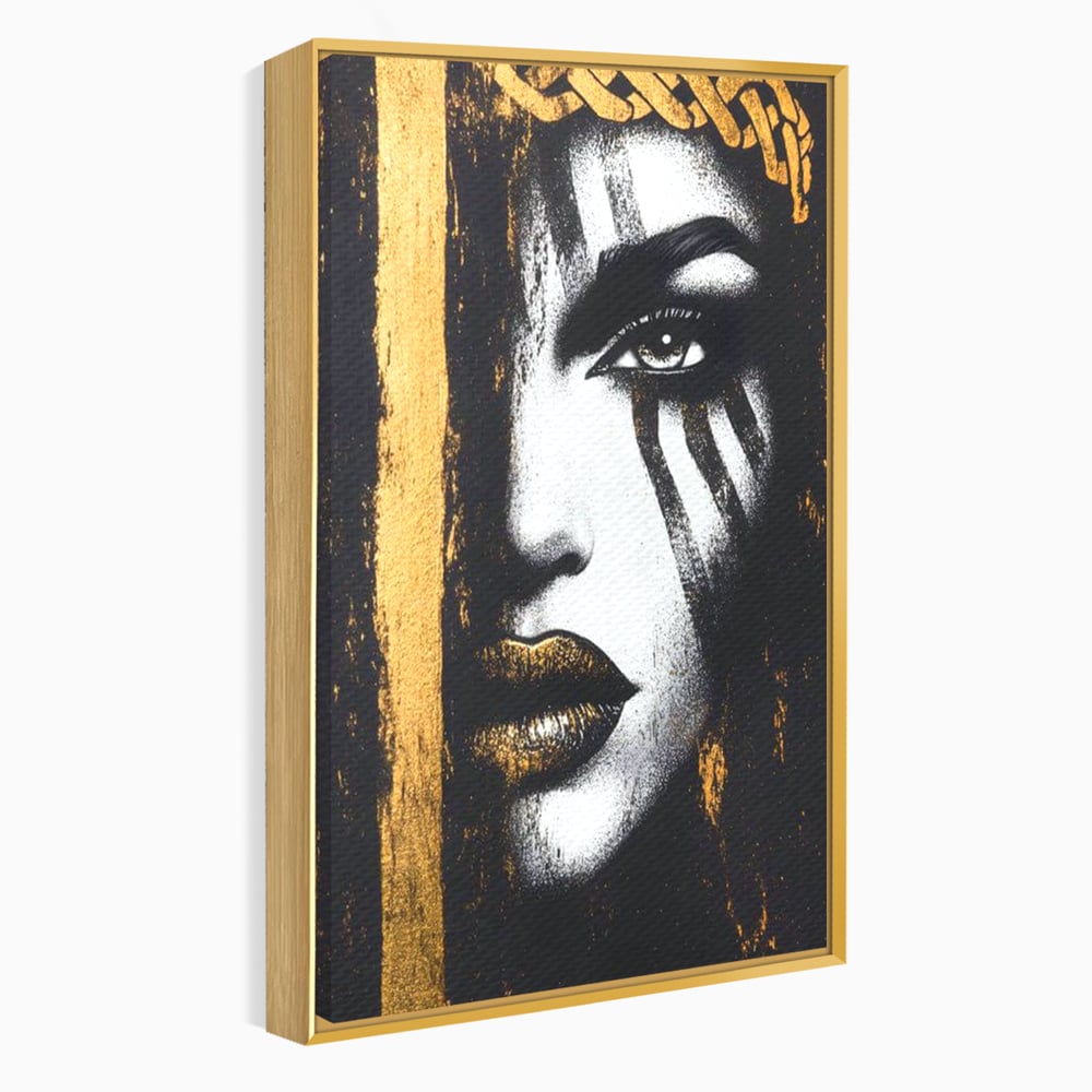 Tablou Canvas Premium, LuxCanva® G1148, Femeia din Umbre, Mister, Regina, Imperial, Coroana, Razboinica, Misticism, Expresivitate, Buze, Chip, Putere, Birou, Living, Dormitor