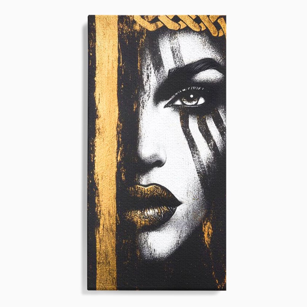 Tablou Canvas Premium, LuxCanva® G1148, Femeia din Umbre, Mister, Regina, Imperial, Coroana, Razboinica, Misticism, Expresivitate, Buze, Chip, Putere, Birou, Living, Dormitor
