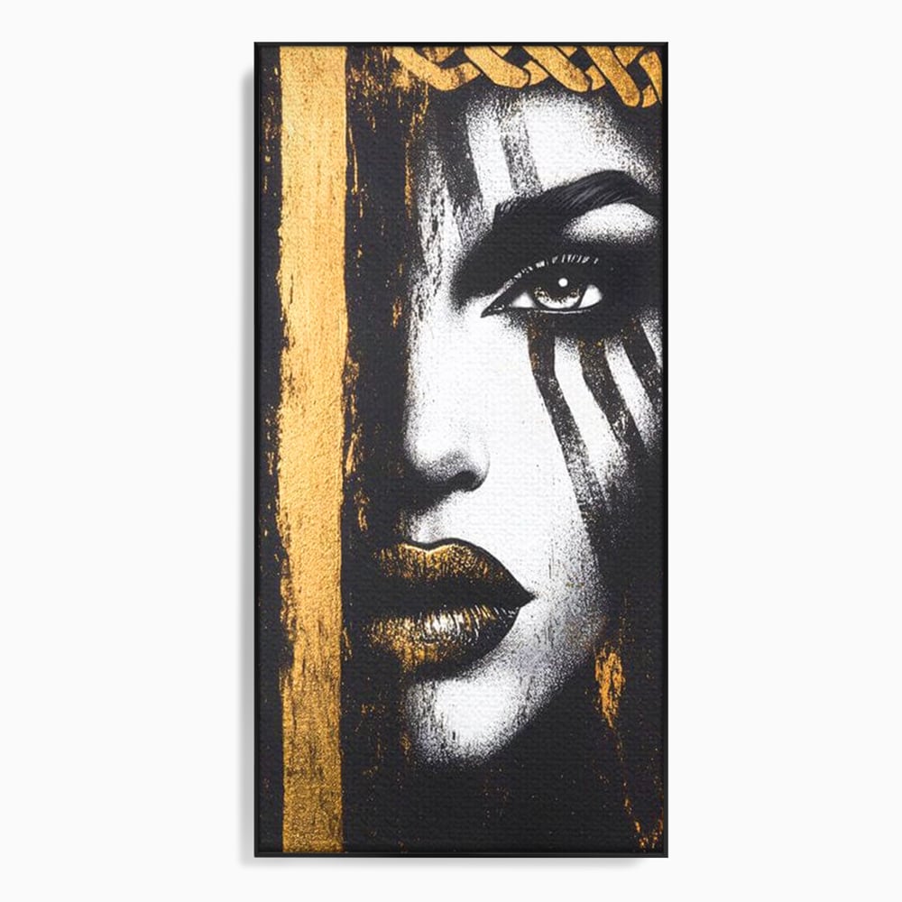 Tablou Canvas Premium, LuxCanva® G1148, Femeia din Umbre, Mister, Regina, Imperial, Coroana, Razboinica, Misticism, Expresivitate, Buze, Chip, Putere, Birou, Living, Dormitor