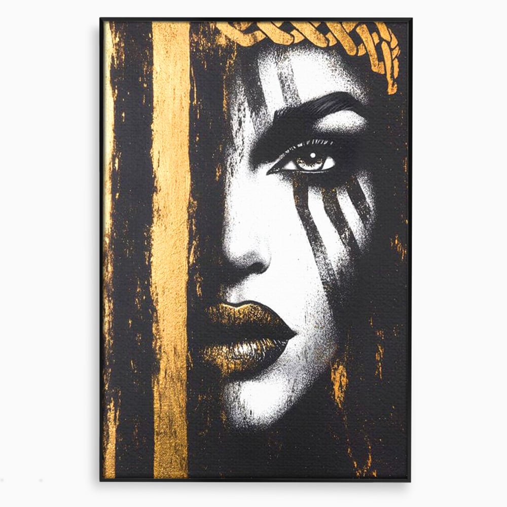 Tablou Canvas Premium, LuxCanva® G1148, Femeia din Umbre, Mister, Regina, Imperial, Coroana, Razboinica, Misticism, Expresivitate, Buze, Chip, Putere, Birou, Living, Dormitor