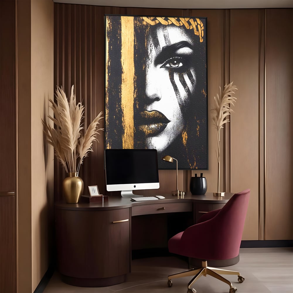 Tablou Canvas Premium, LuxCanva® G1148, Femeia din Umbre, Mister, Regina, Imperial, Coroana, Razboinica, Misticism, Expresivitate, Buze, Chip, Putere, Birou, Living, Dormitor