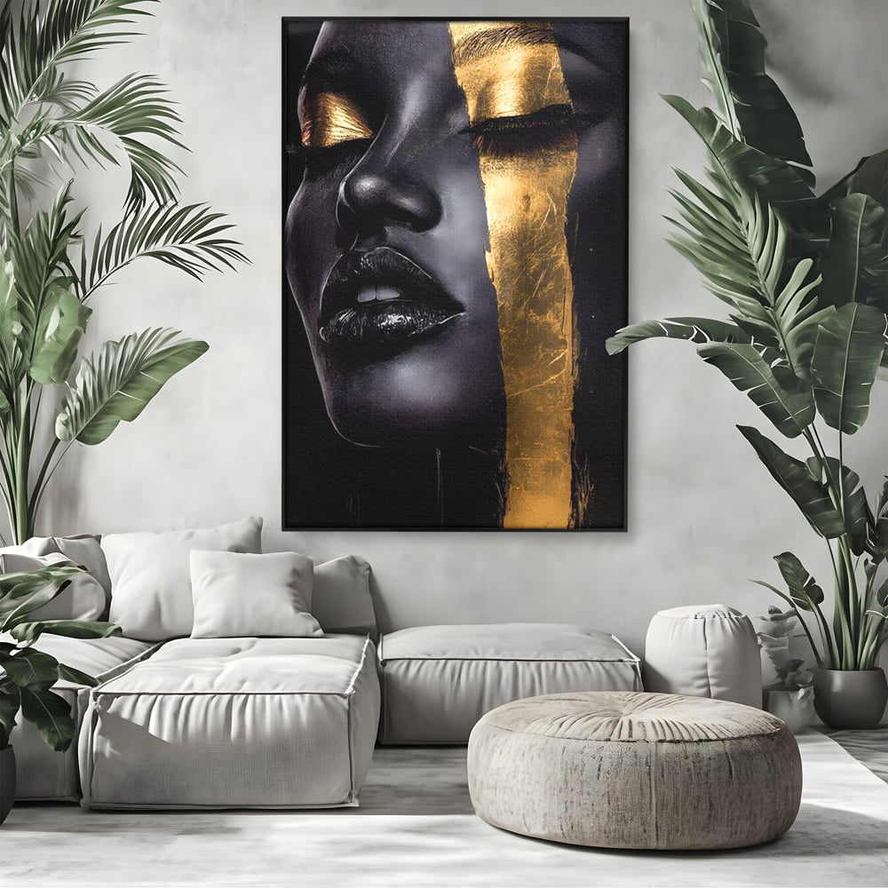 Tablou Canvas Premium, LuxCanva® G1149, Aurul din Intuneric, Queen, Eclipsa, Chip, Zeita, Magie, Vis, Ochi, Inchisi, Glamour, Sofisticat, Lux, Senzualitate, Negru, Birou, Living, Dormitor
