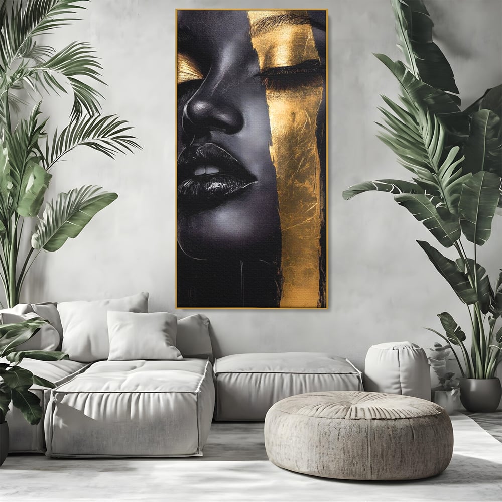 Tablou Canvas Premium, LuxCanva® G1149, Aurul din Intuneric, Queen, Eclipsa, Chip, Zeita, Magie, Vis, Ochi, Inchisi, Glamour, Sofisticat, Lux, Senzualitate, Negru, Birou, Living, Dormitor